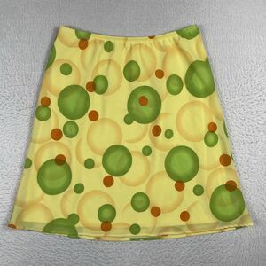 MDL Skirt Womens 14 Yellow Polka Dots Bubbles Summer Preppy‎ Beachy Cute